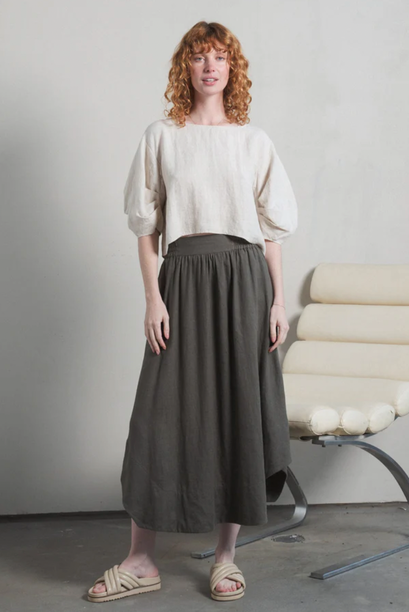 Lilly Pilly Leia Linen Top - Oatmeal