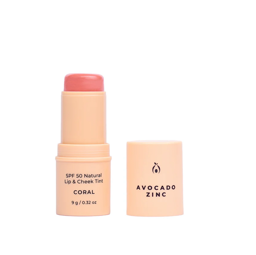 Avocado Zinc SPF 50 Natural Lip & Check Tint - Coral