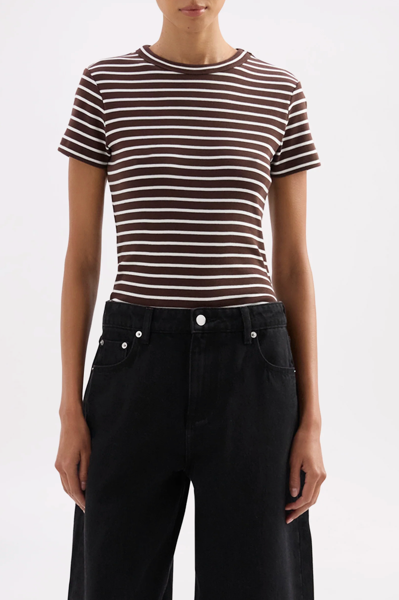 Nude Lucy Organic Baby Tee - Chocolate Stripe