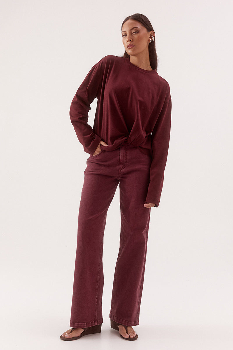 Sovere Izel Long Sleeve Top - Vino