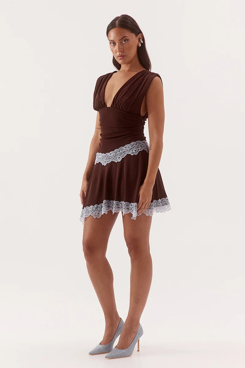 Sovere Studio Harlow Mini Dress - Choc/Sky