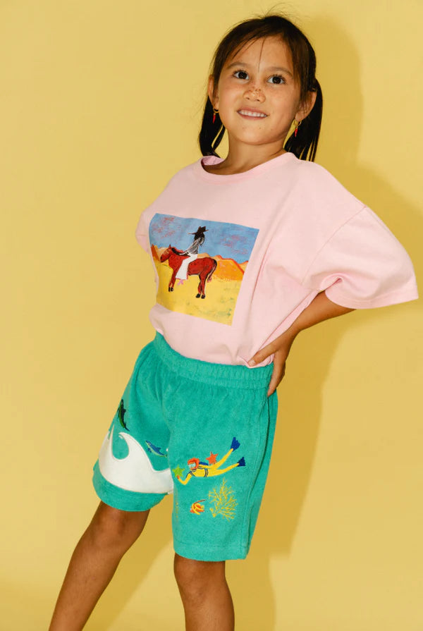 Spicy Dugong Kids Terry Wave Shorts - Aqua