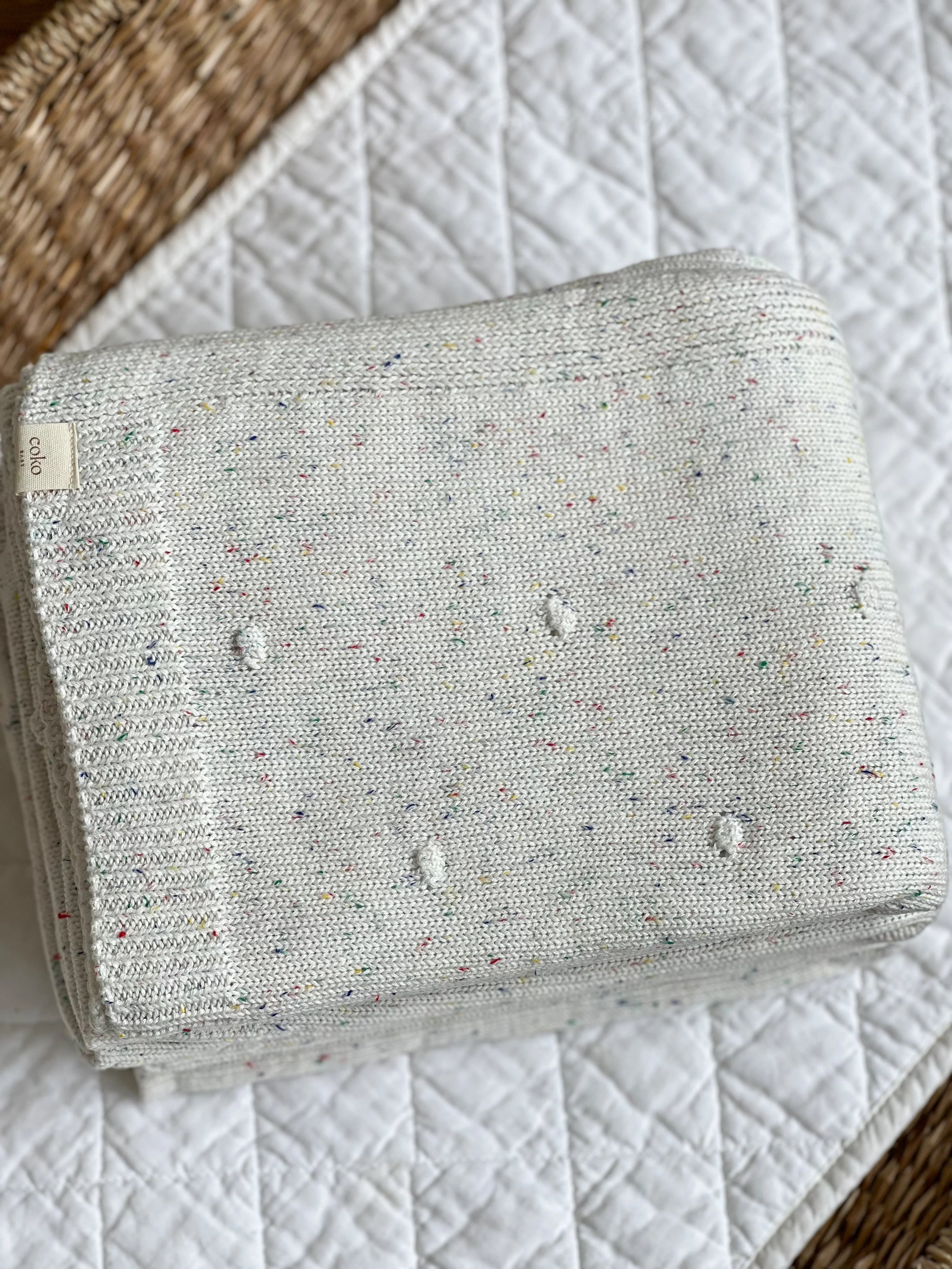 Coko Baby Spotty Textured Blanket - Milk