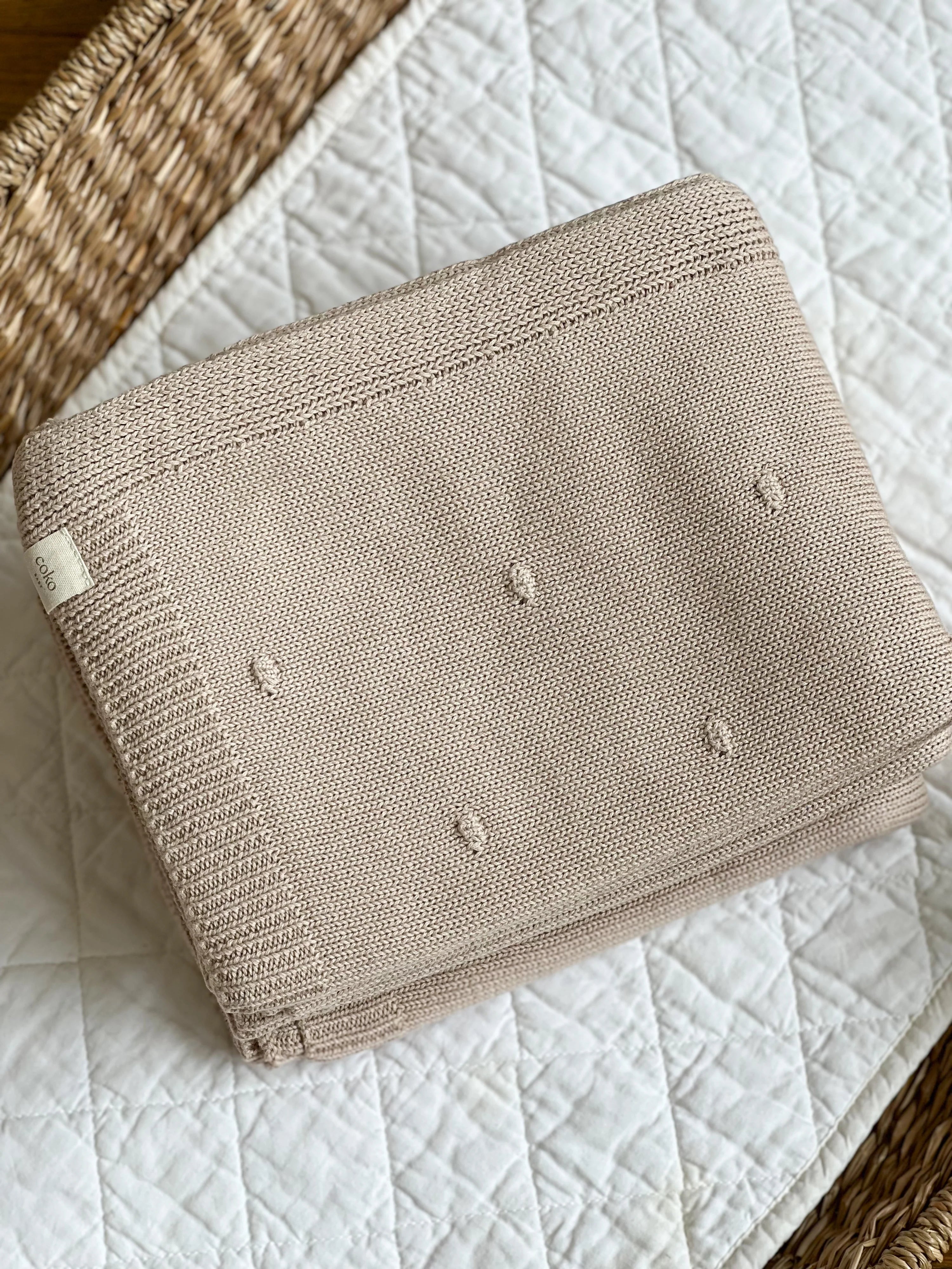 Coko Baby Spotty Textured Blanket - Oat