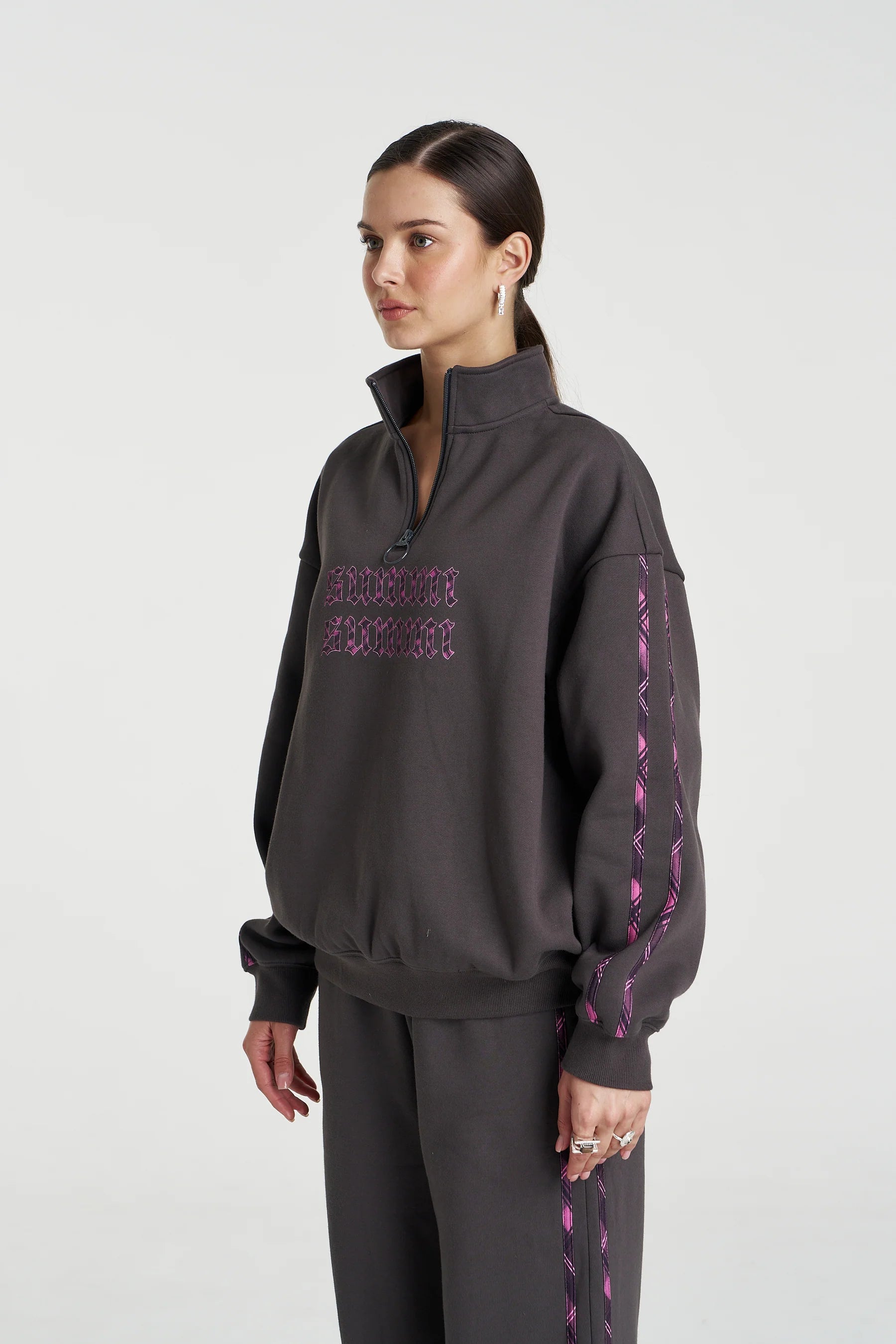 Summi Summi Eden Zip Neck Jumper - Shadow