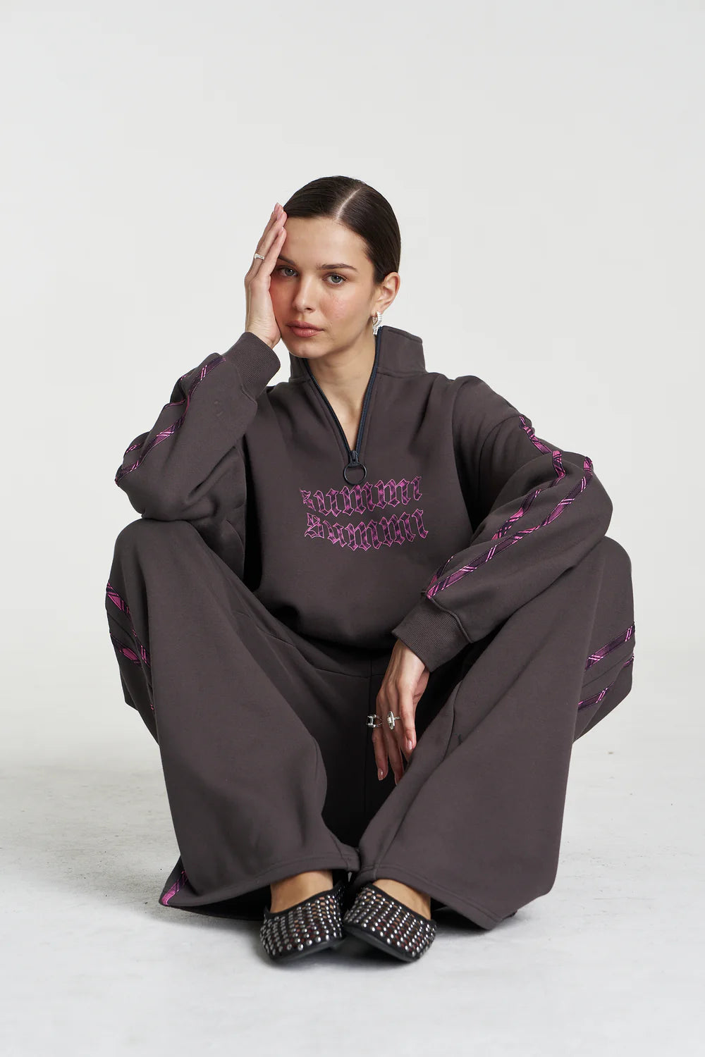 Summi Summi Eden Zip Neck Jumper - Shadow