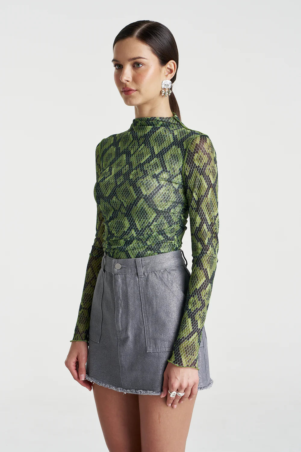 Summi Summi Mesh LS Rouched Skivvy - Viper