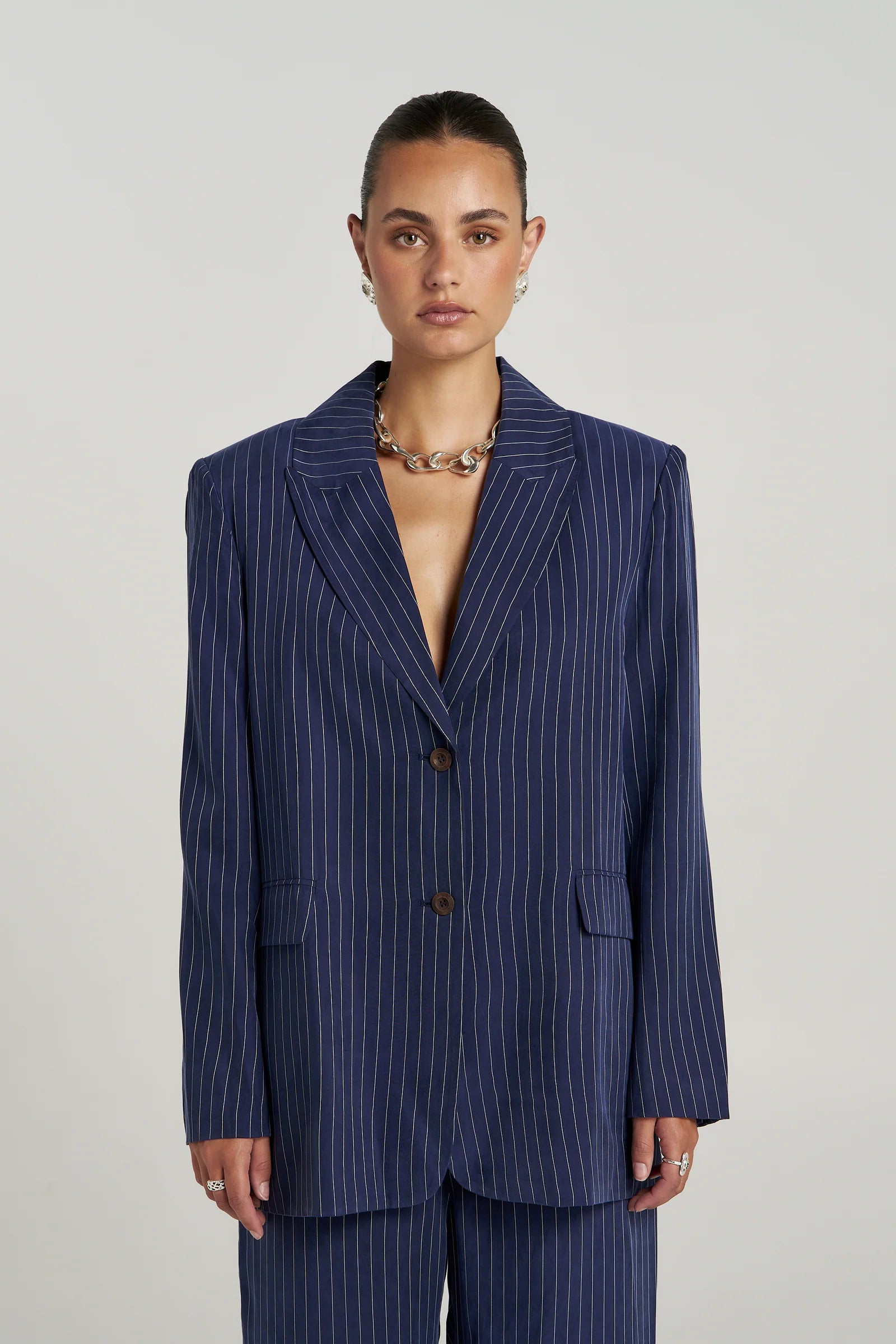 Summi Summi OS Blazer - Navy Pinstripe