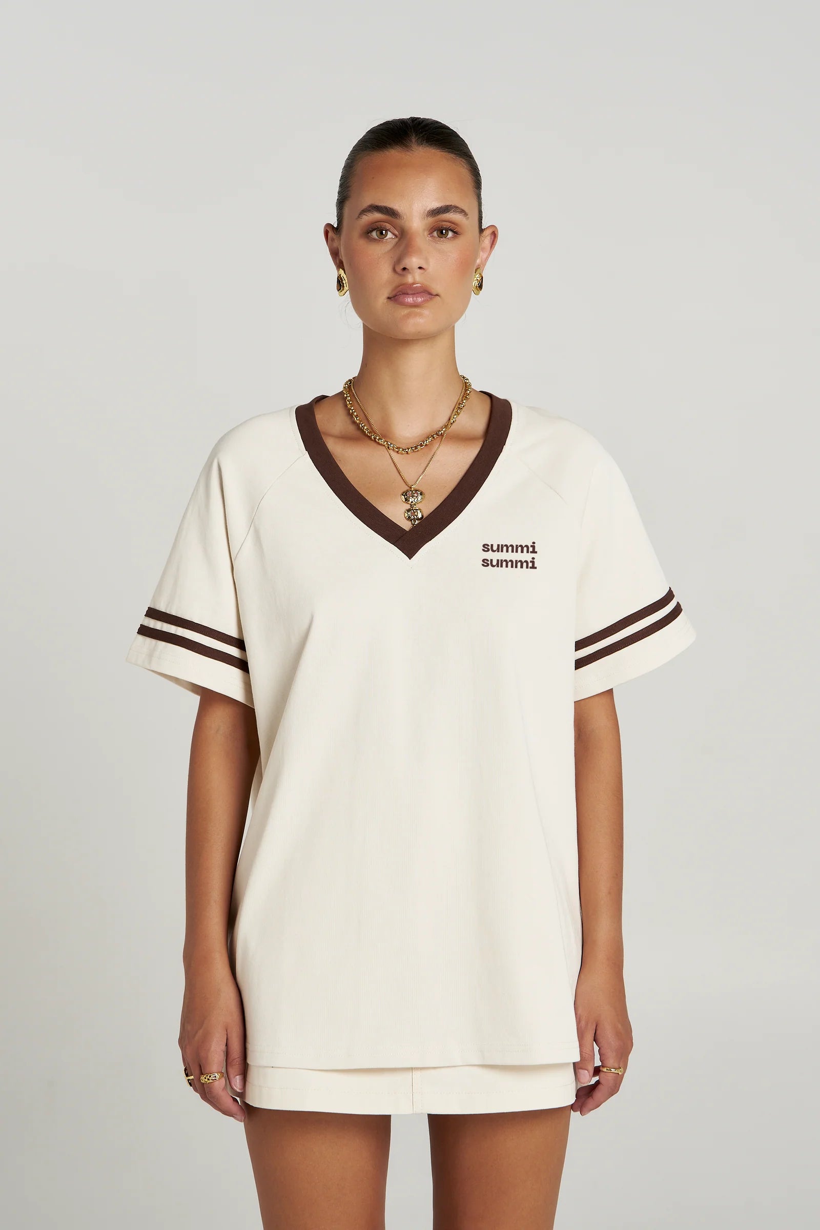 Summi Summi Reverie V Neck - Vanilla/Espresso COMING SOON