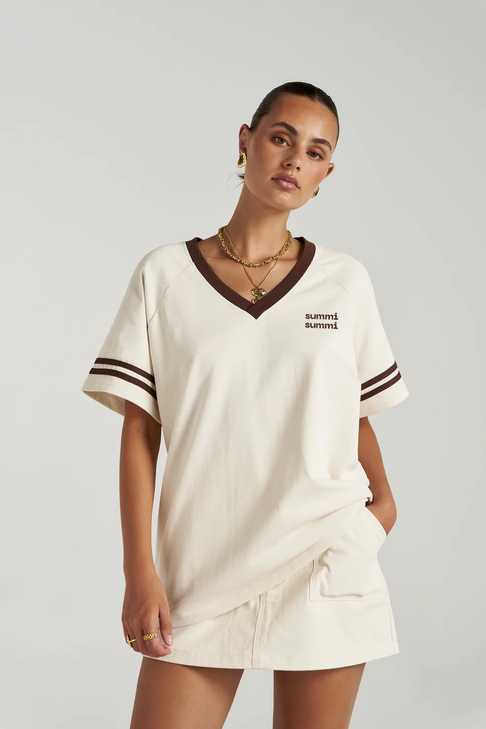 Summi Summi Reverie V Neck - Vanilla/Espresso COMING SOON