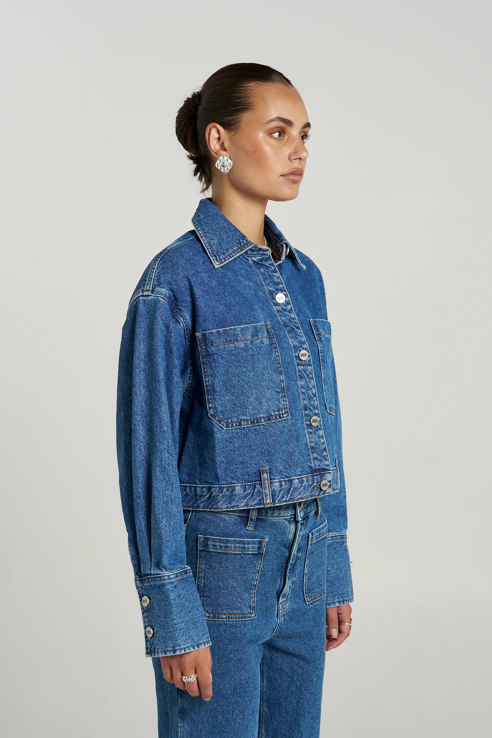 Summi Summi Soho Cropped Denim Jacket - Bleu Bleu