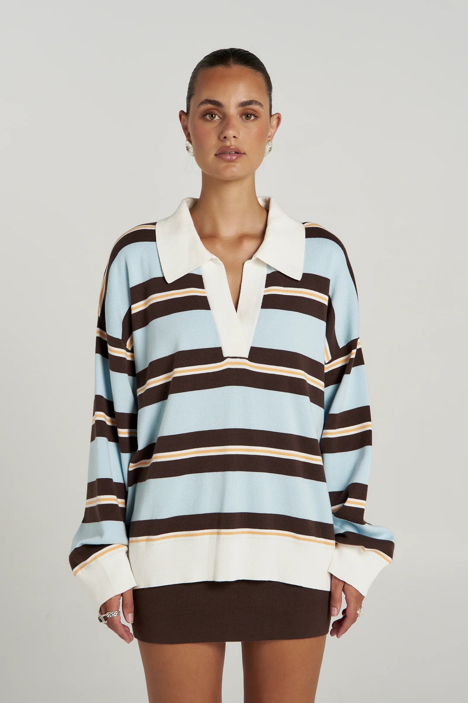 Summi Summi Stripe LS Polo - Aperol Stripe