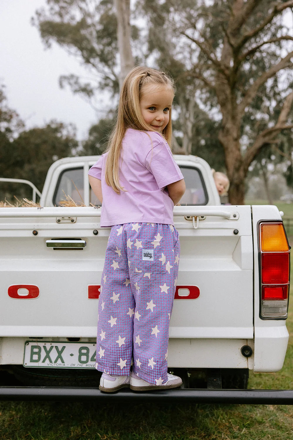 Sunday Siblings Dusty Star Pants - Purple Gingham