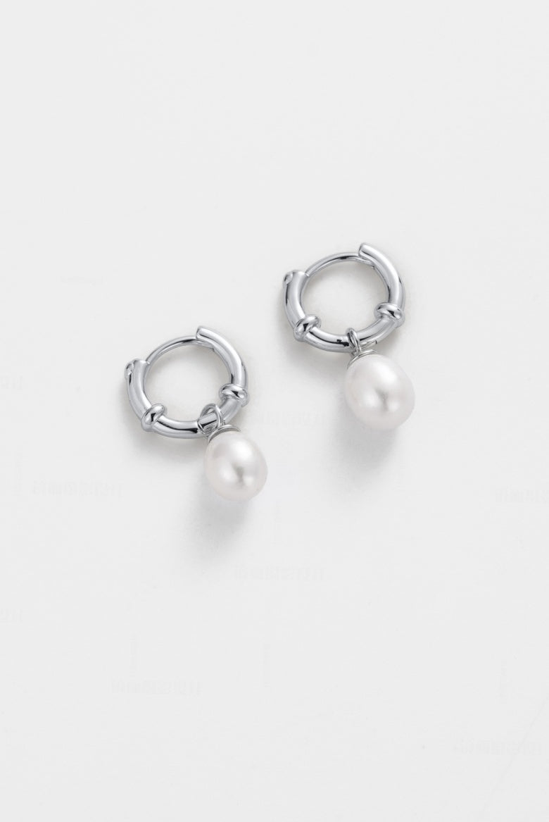 Zafino Tessa Pearl Hoop - Silver