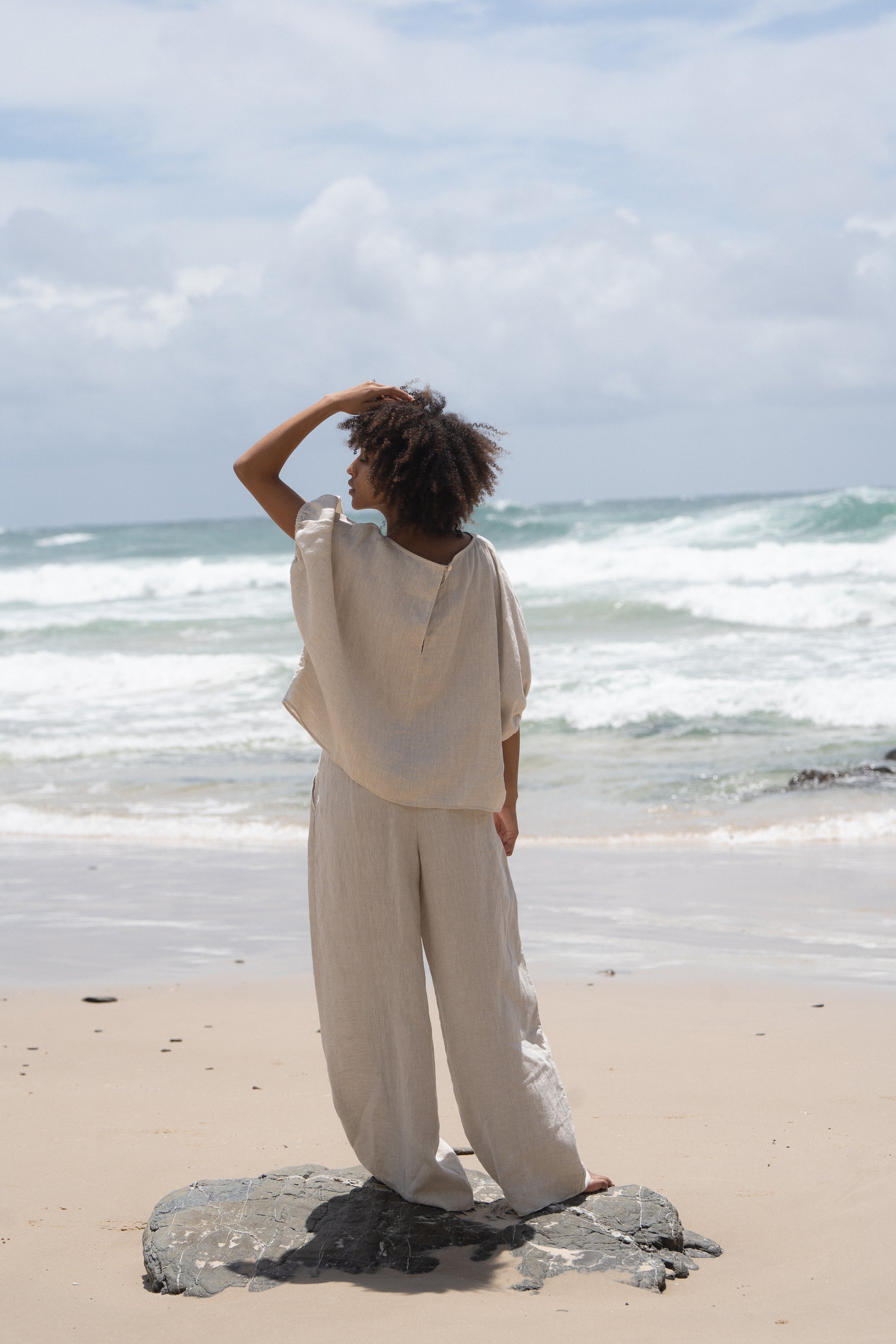 Lilly Pilly Tina Linen Top - Oatmeal