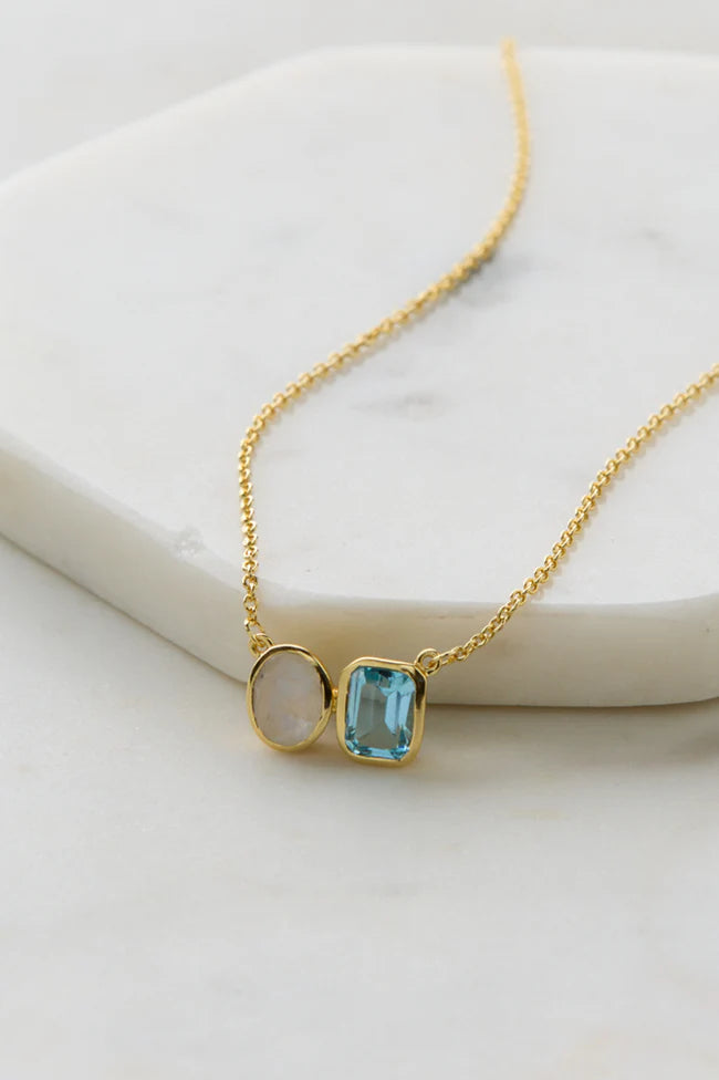 Zafino Skylar Necklace - Moonstone/Blue Topaz