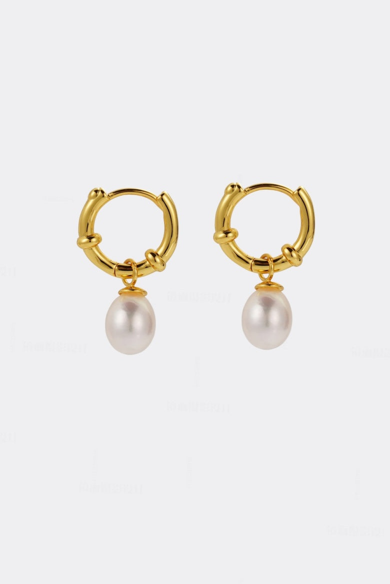 Zafino Tessa Pearl Hoop - Gold
