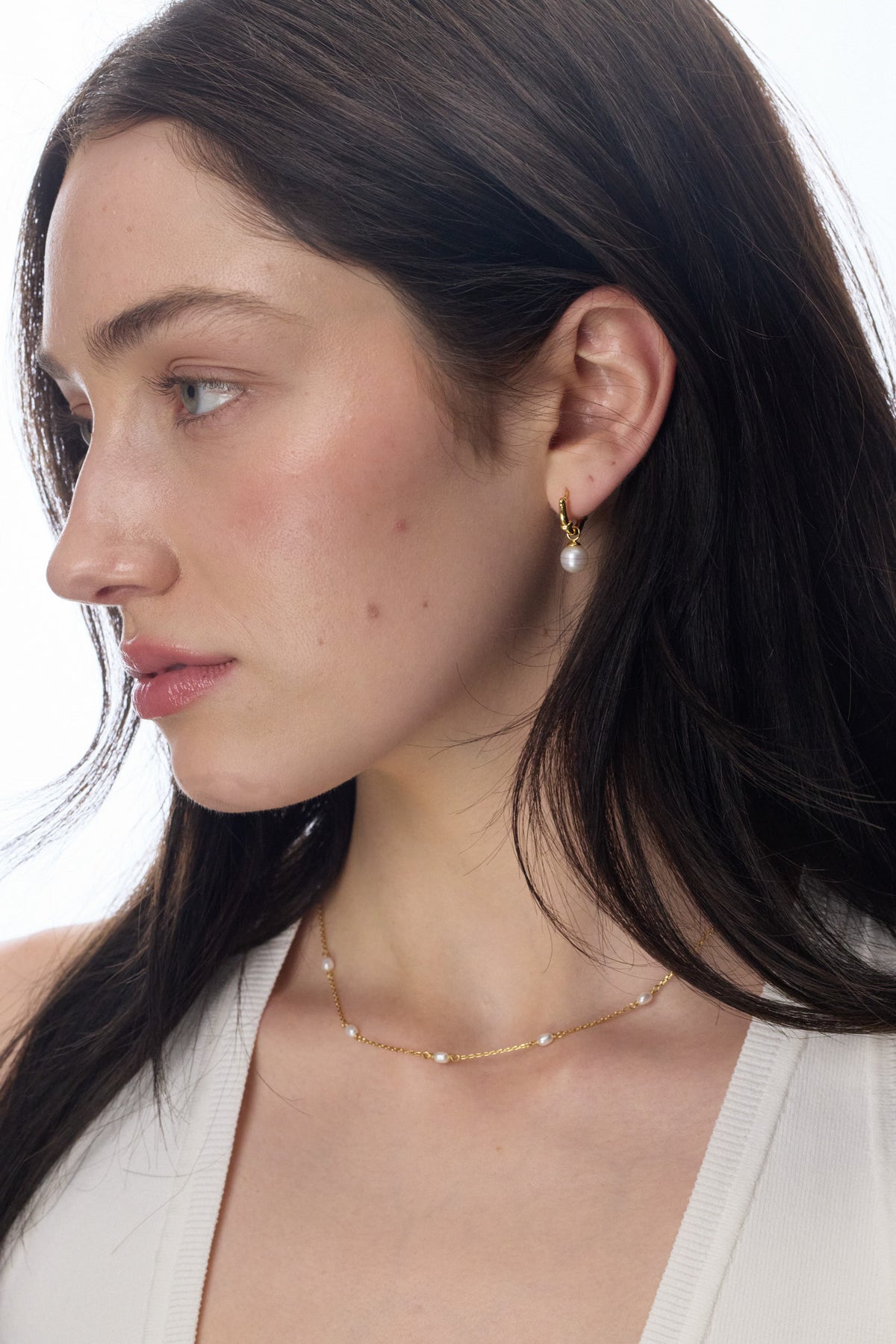 Zafino Tessa Pearl Hoop - Gold