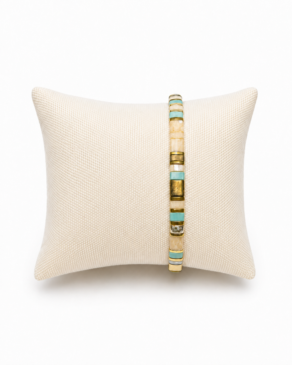 Zafino Tile Bracelet - Teal/Cream