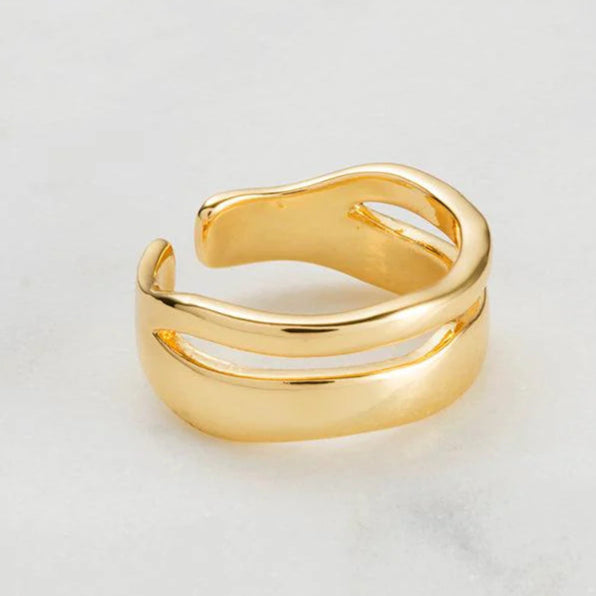 Zafino Double Ring - Gold (adjustable size 7-8)