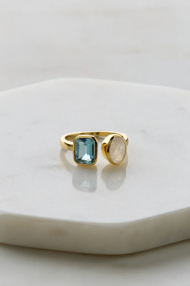 Zafino Skylar Ring - Moonstone & Blue topaz
