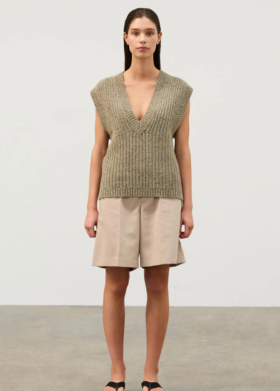 Zulu & Zephyr Merino Wool Blend Rib Vest - Olive