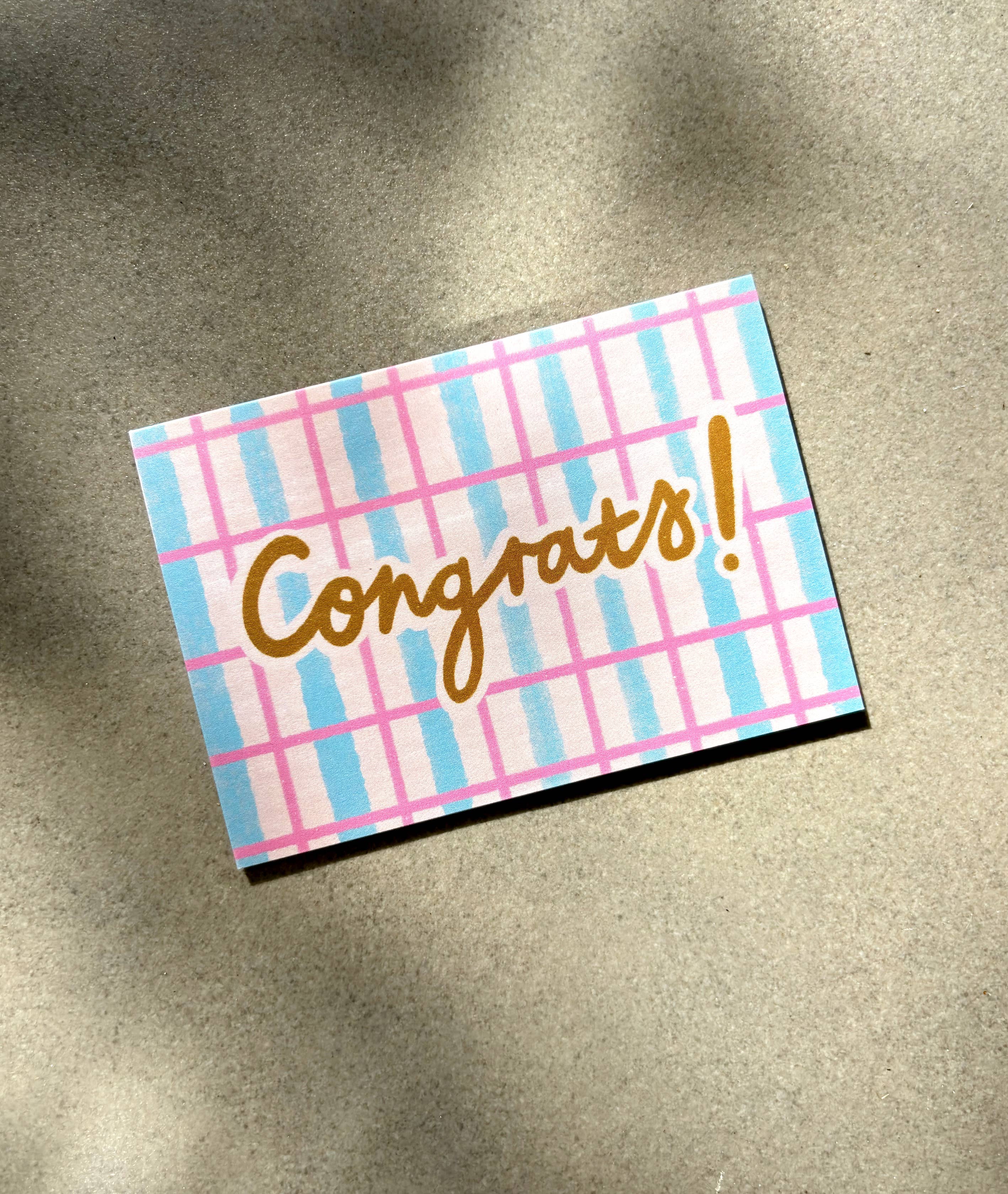 Congrats Pattern Mini Card - Cute Celebration Fun Greeting
