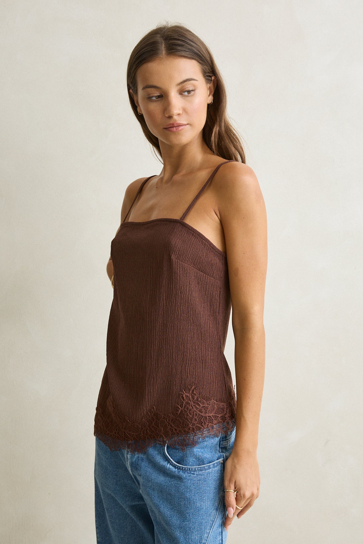 Rhythm Dreamer Lace Top - Chocolate
