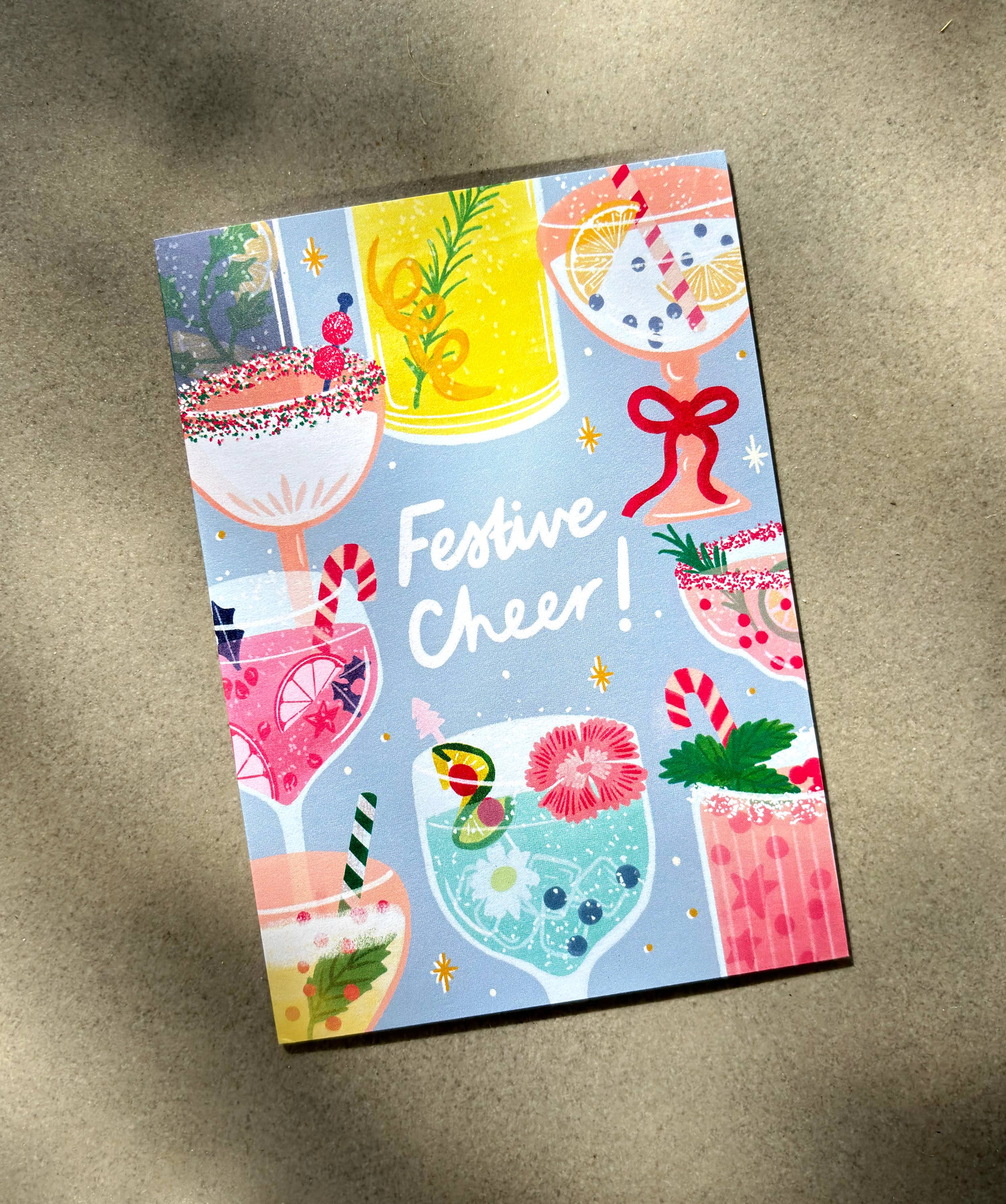 Festive Cheer Card - Christmas Holiday Cocktails Greeting