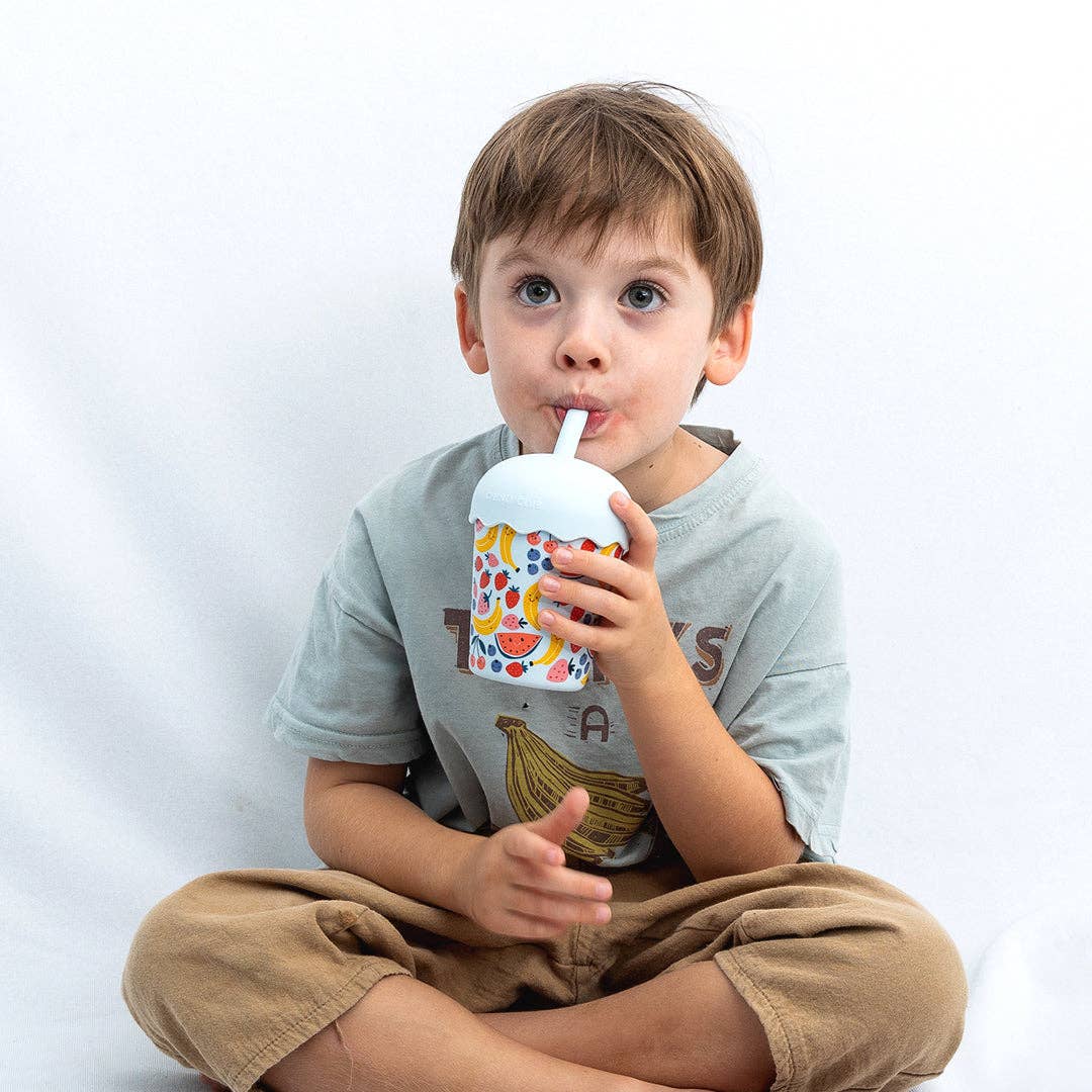 Fruits Blue Mini Smoothie Cup & Straw 200ml