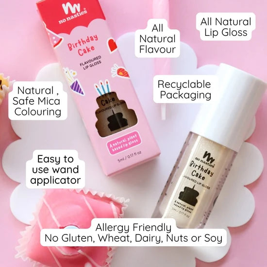 No Nasties Natural Kids Lip Gloss - Birthday Cake