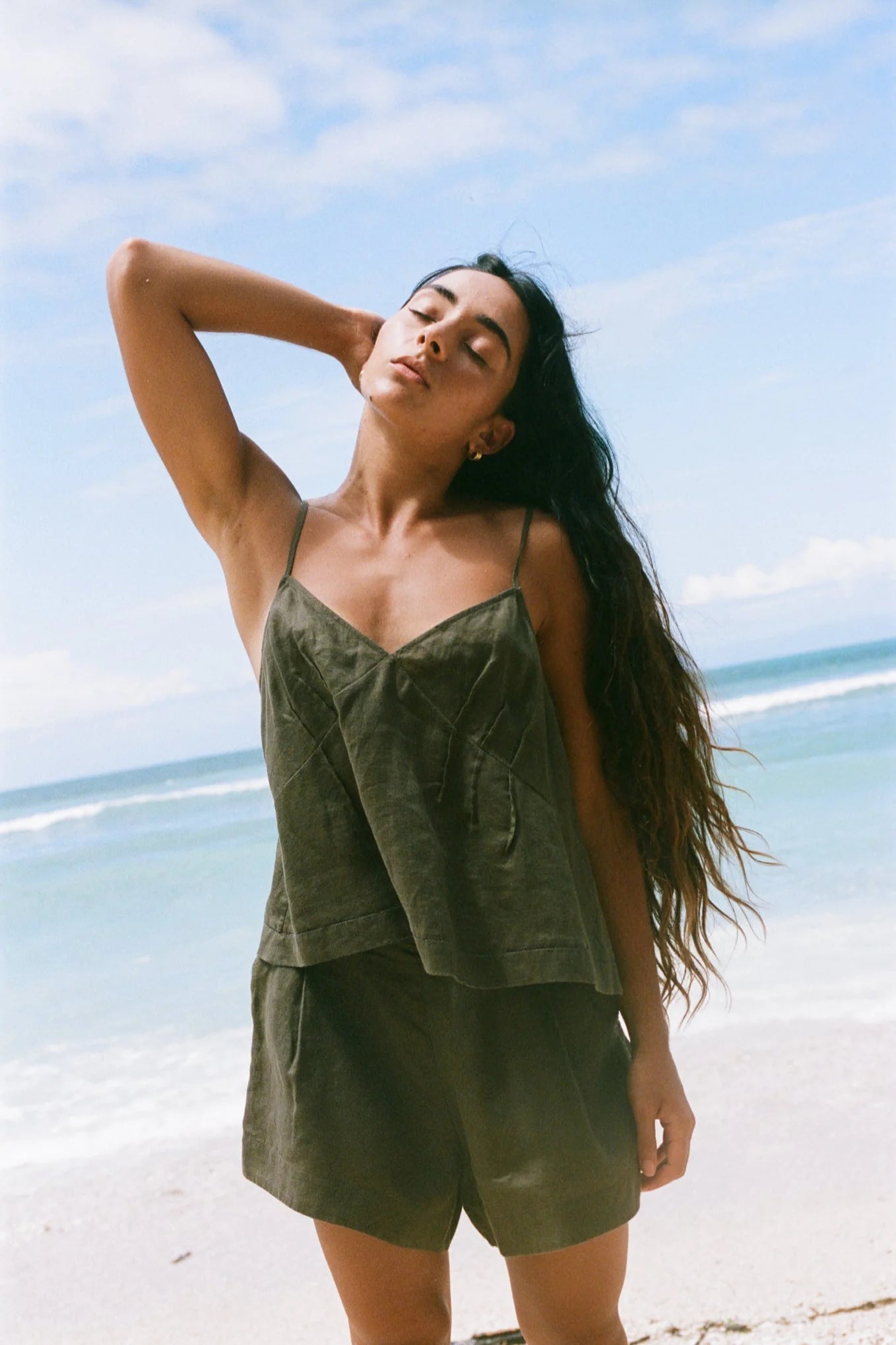 Lilly Pilly Bea Linen Cami - Khaki