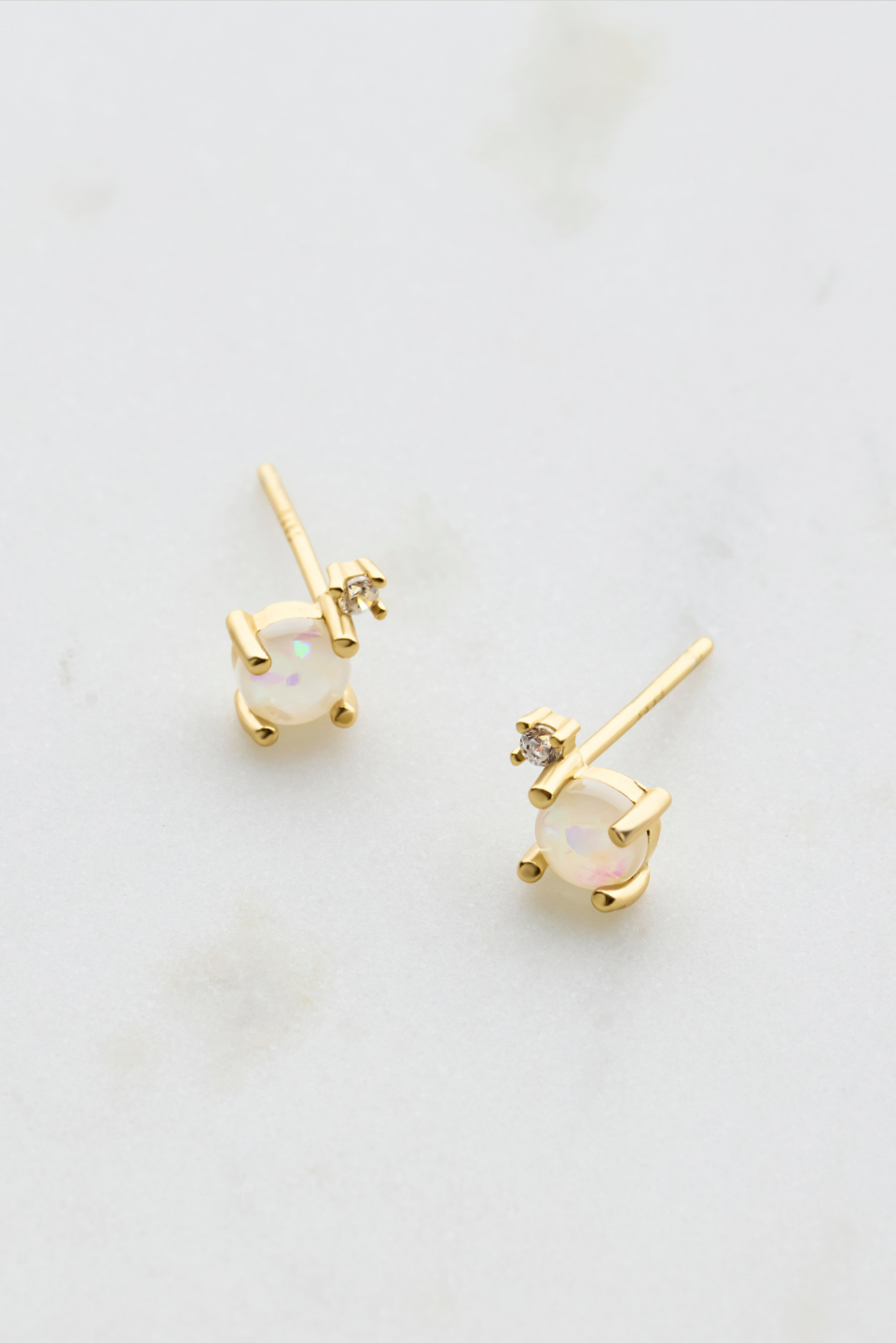 Zafino White Opal & Crystal Stud - Gold