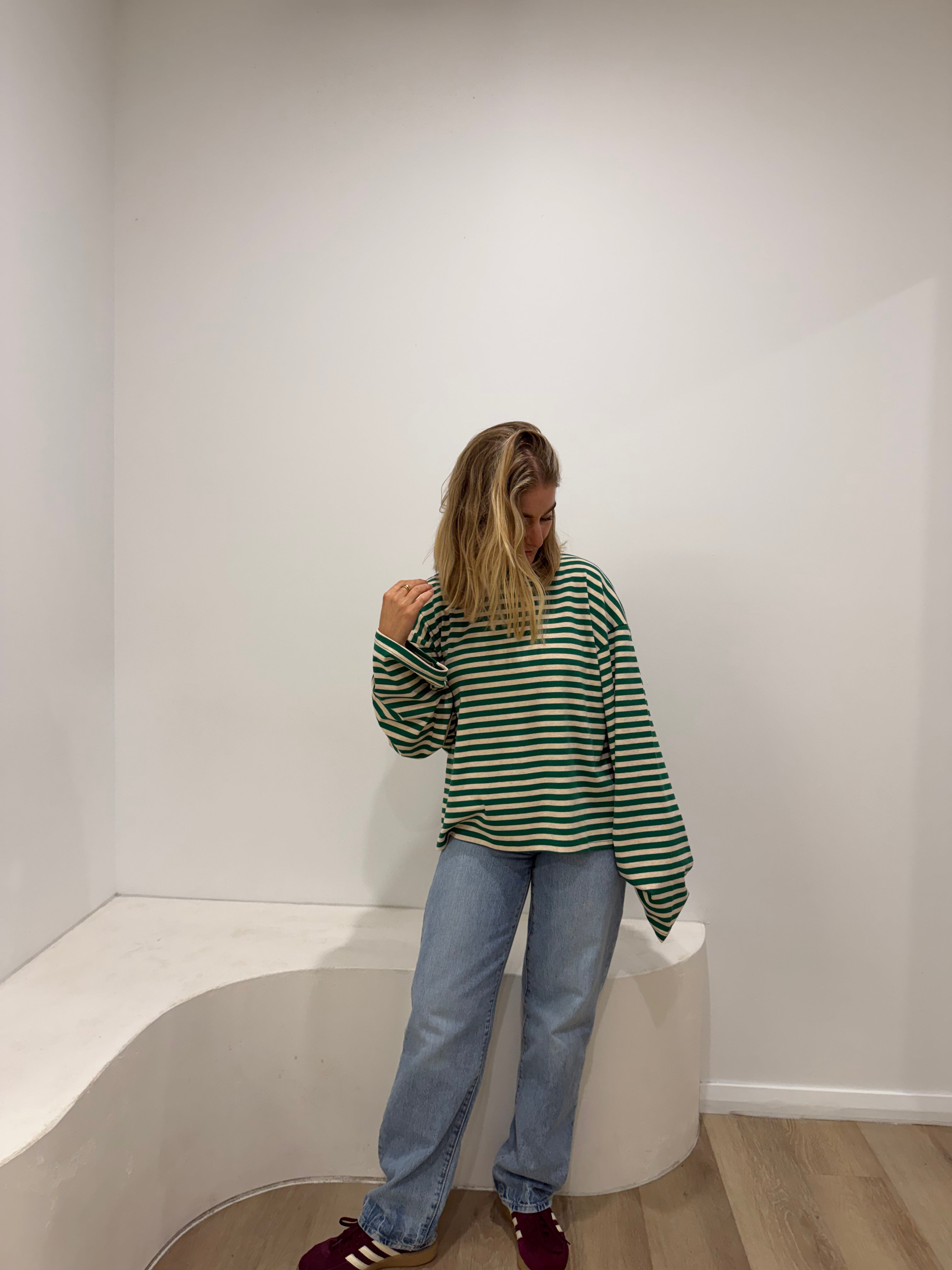 Green Stripe Long Sleeve Tee