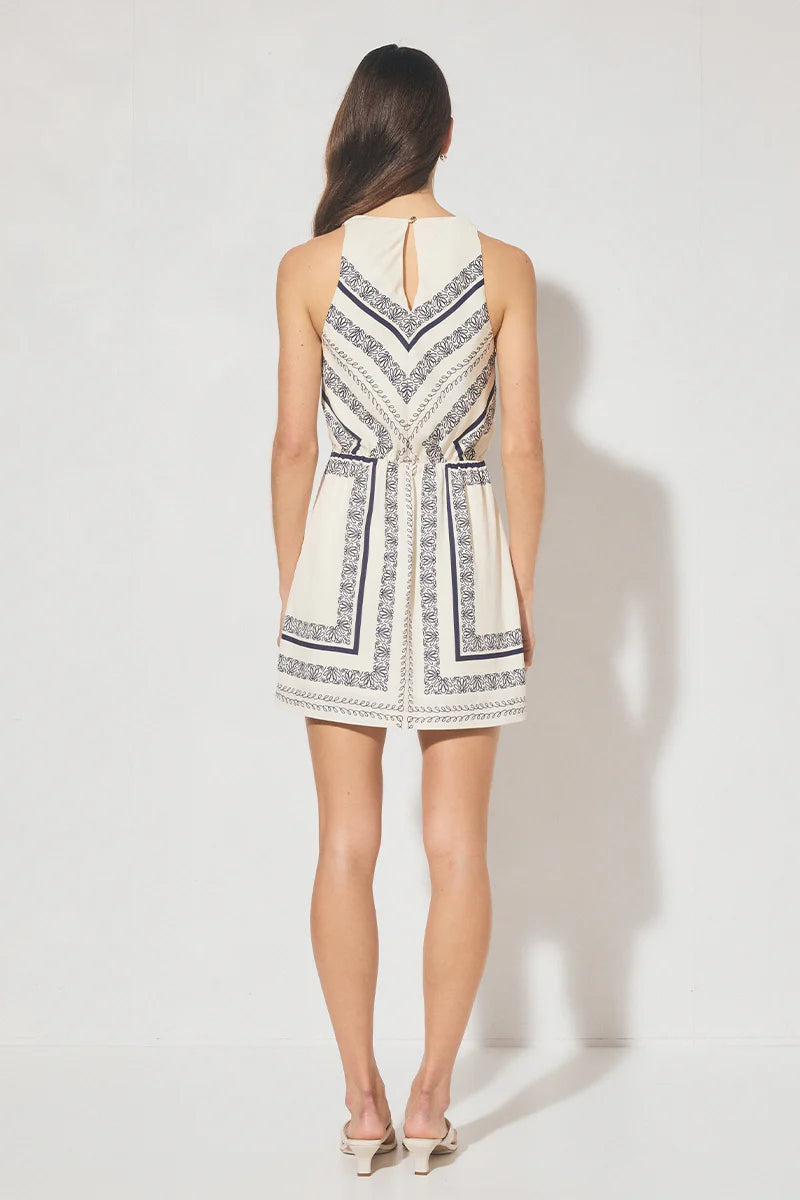 Mon Renn Serafina Mini Dress - Cream Base Navy