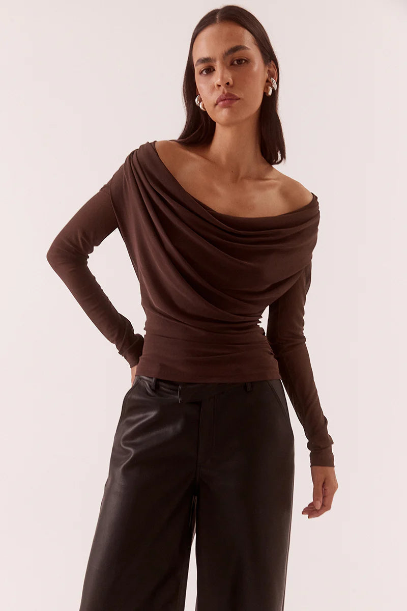 Sovere Myriad Drape Top - Rum Raisin