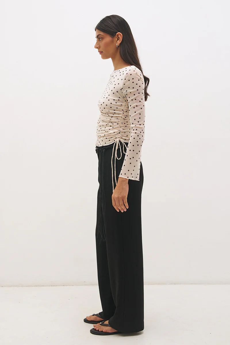 Mon Renn Vesper Spot Long Sleeve Top - Cream
