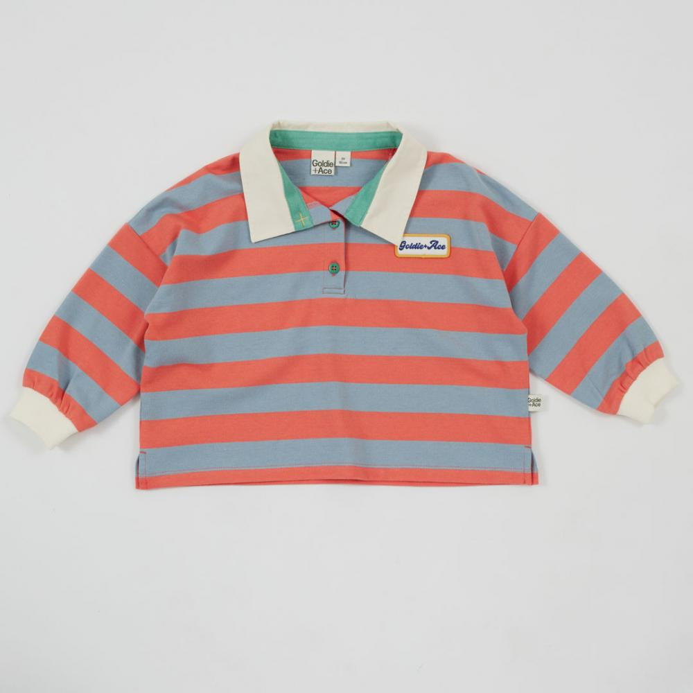 Goldie + Ace Rugby Stripe Terry Sweat Top - Orange