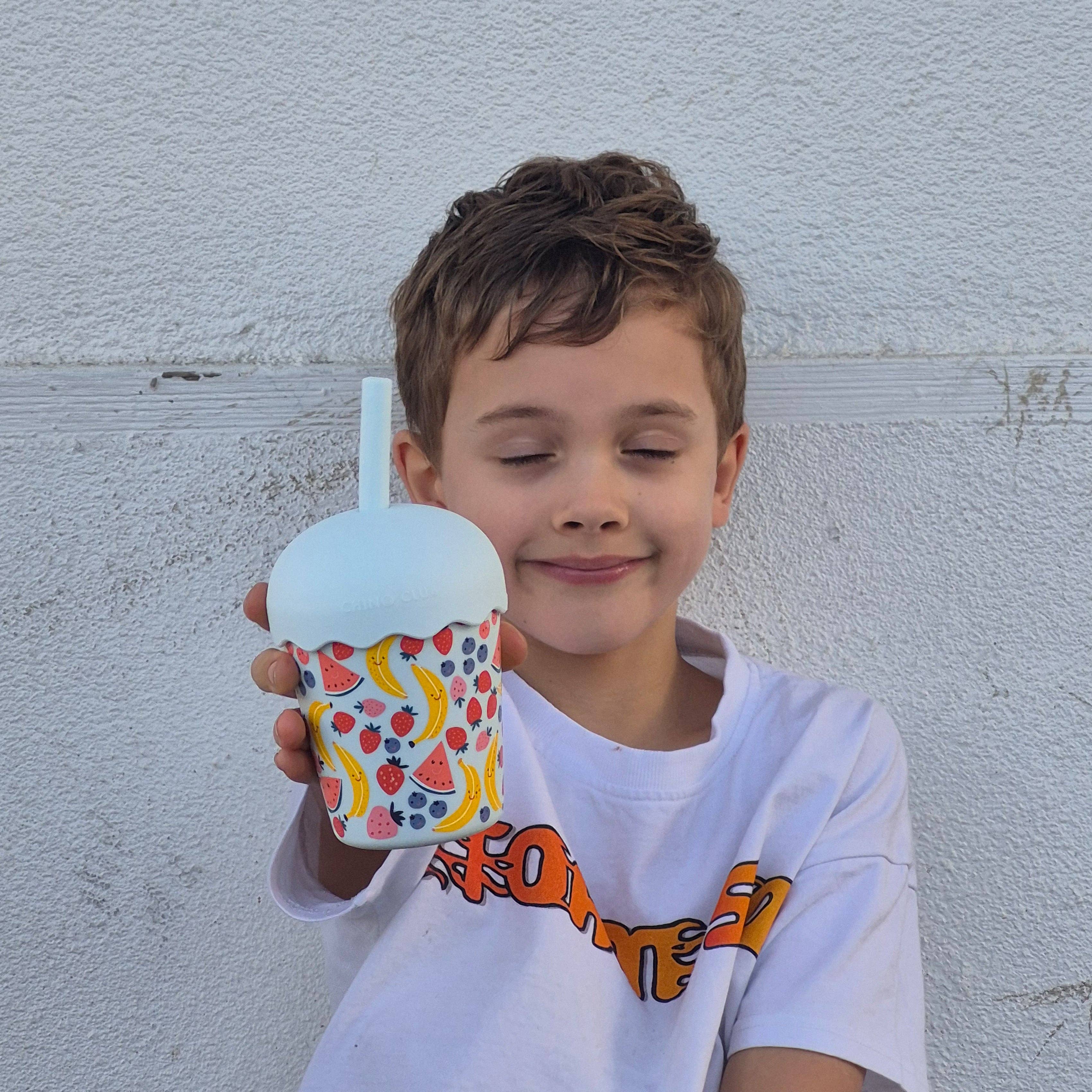 Fruits Blue Mini Smoothie Cup & Straw 200ml