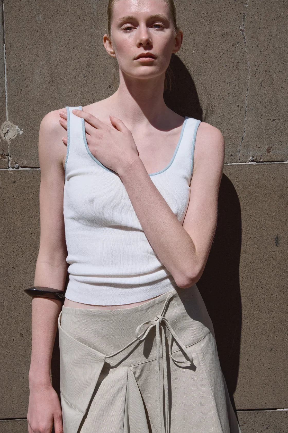 Arcaa Kaya Tank - Cream & Dusk Blue
