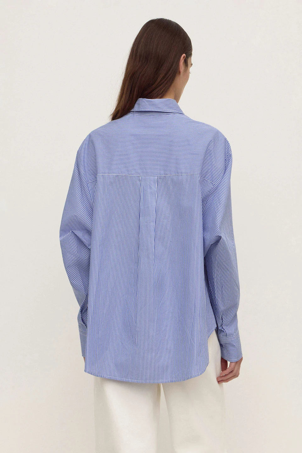Assembly Ava Stripe Cotton Poplin Shirt - Navy Stripe