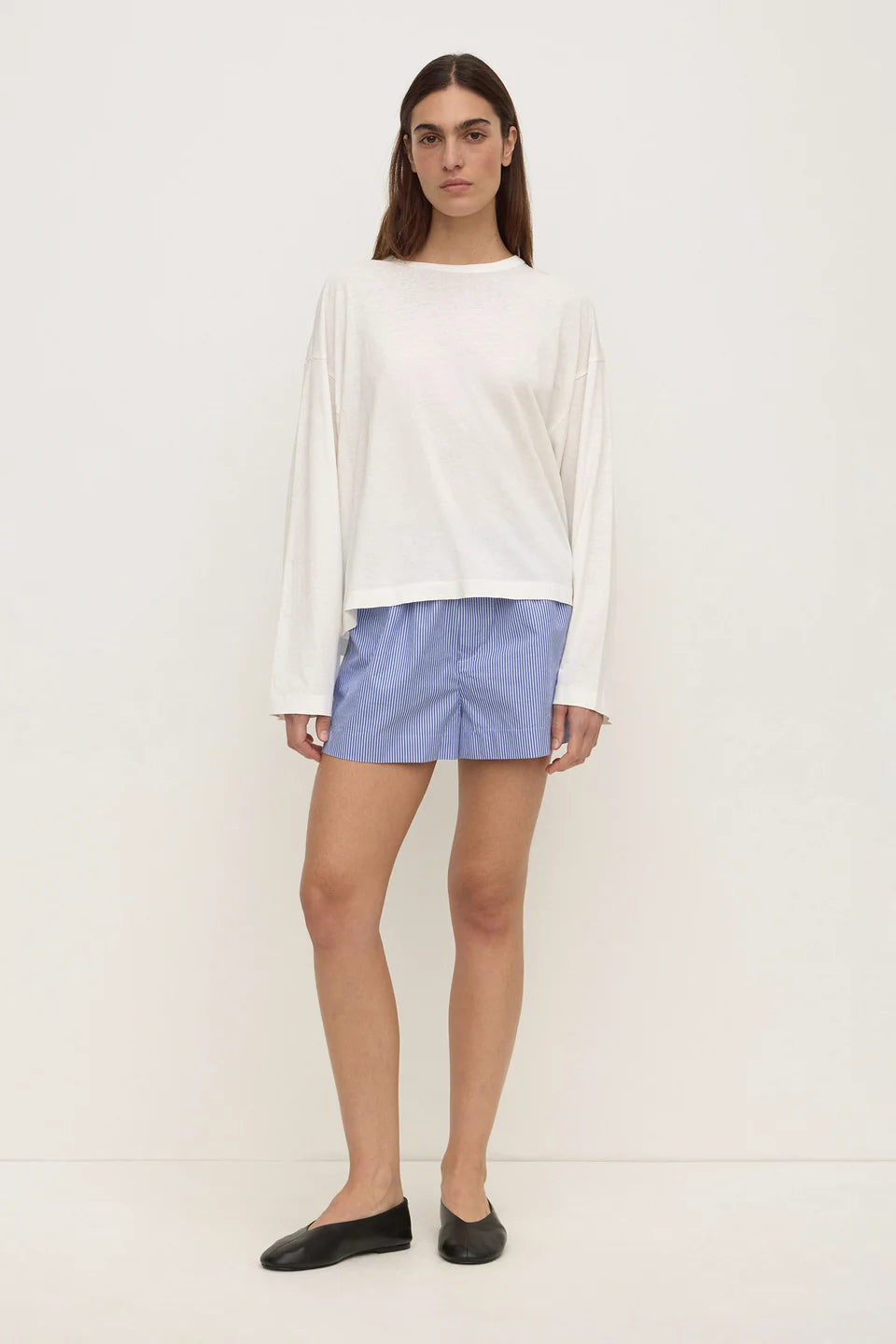 Assembly Ava Stripe Cotton Poplin Short - Navy Stripe