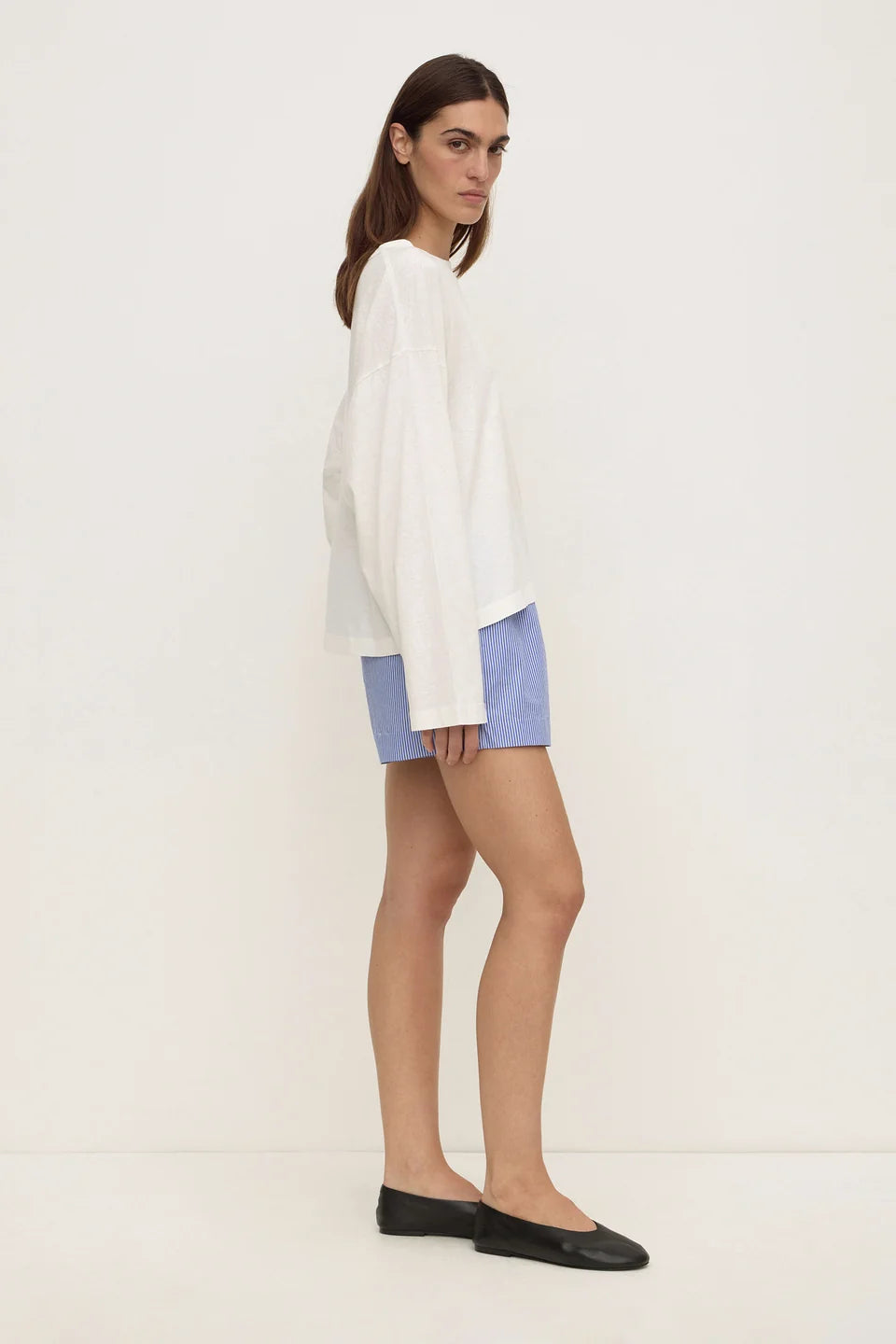 Assembly Ava Stripe Cotton Poplin Short - Navy Stripe