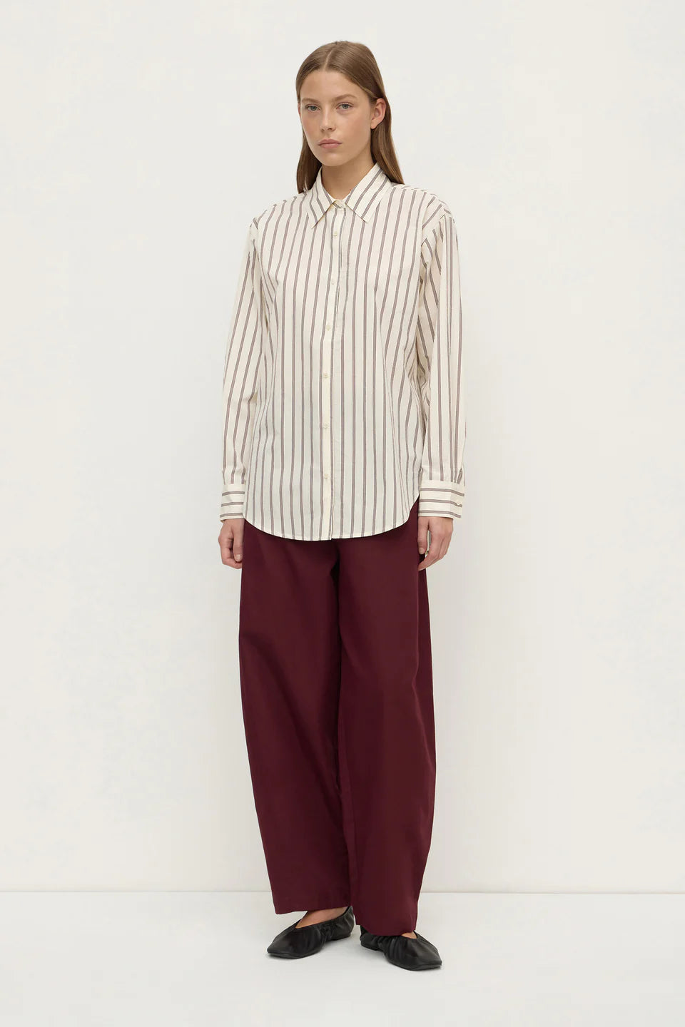 Assembly Label Amaro Italian Stripe Shirt - Merlot/White