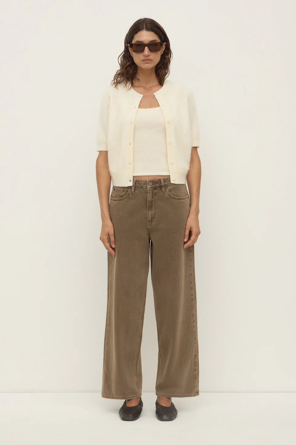 Assembly Label Carina Wool Short Sleeve Cardigan - Cream