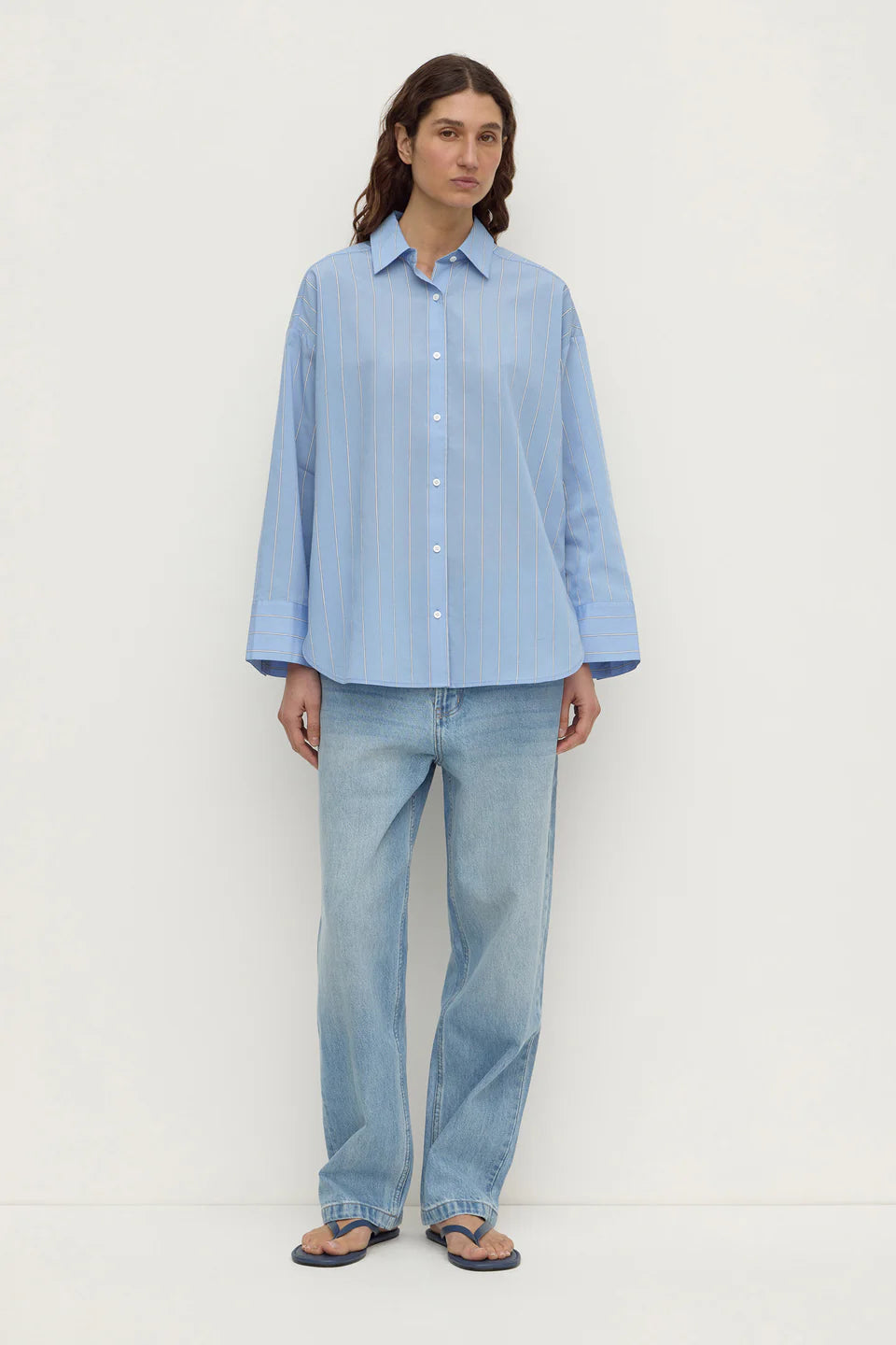Assembly Label Delaney Italian Stripe Shirt - Blue