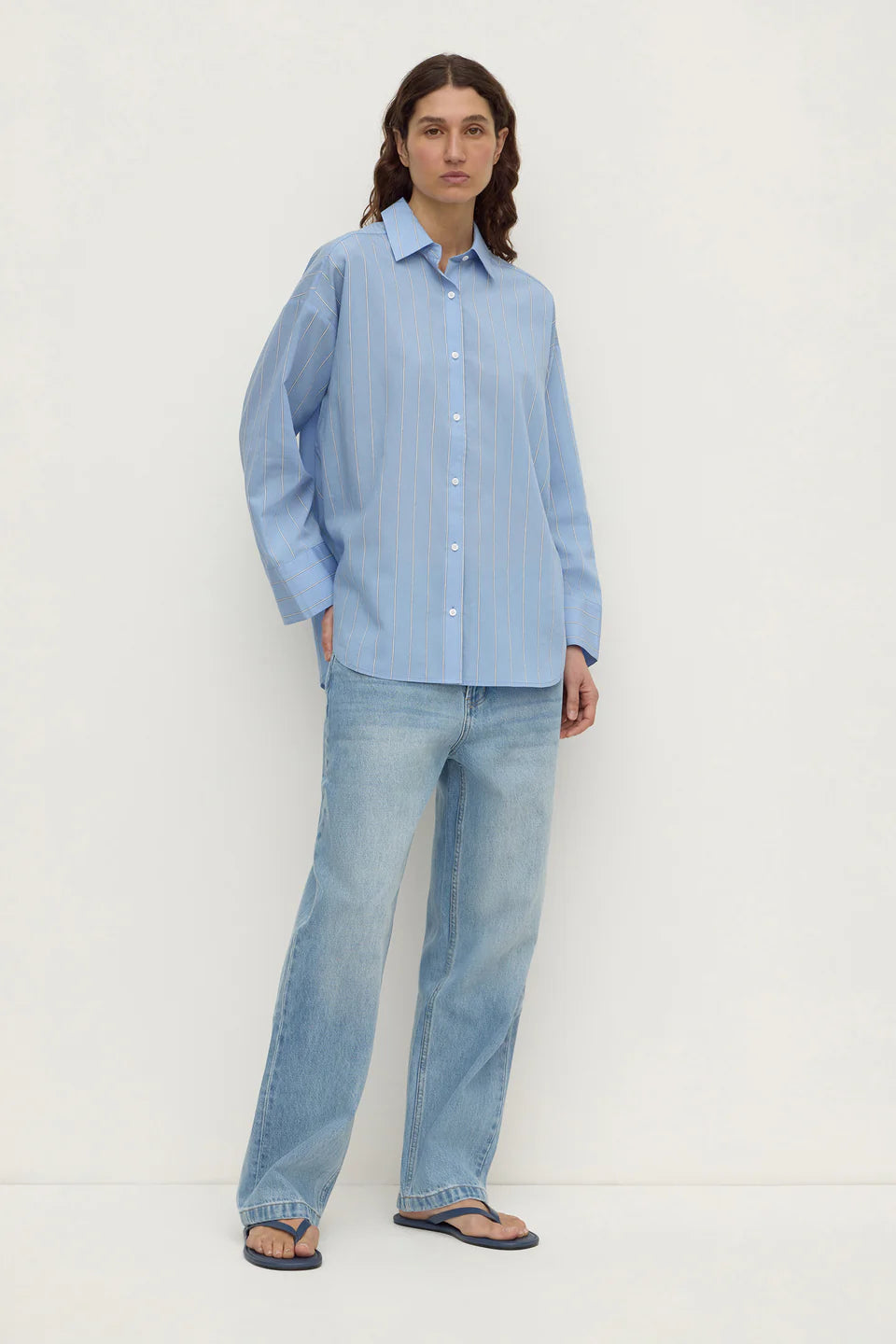 Assembly Label Delaney Italian Stripe Shirt - Blue