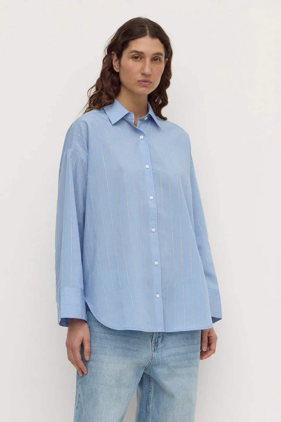 Assembly Label Delaney Italian Stripe Shirt - Blue
