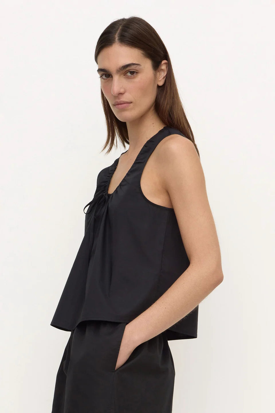 Assembly Label Holly Cotton Tie Top - Black