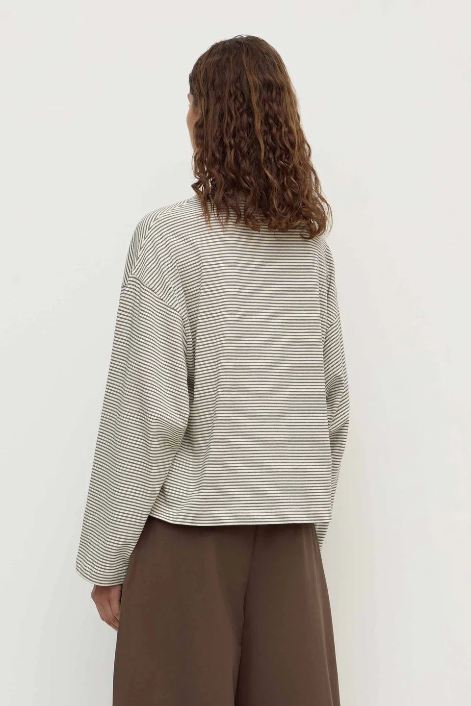 Assembly Label Malone Cropped Stripe Long Sleeve Tee - Cream/Black